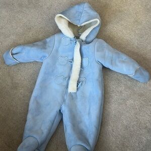 First Impressions Cozy Blue Hooded Footie